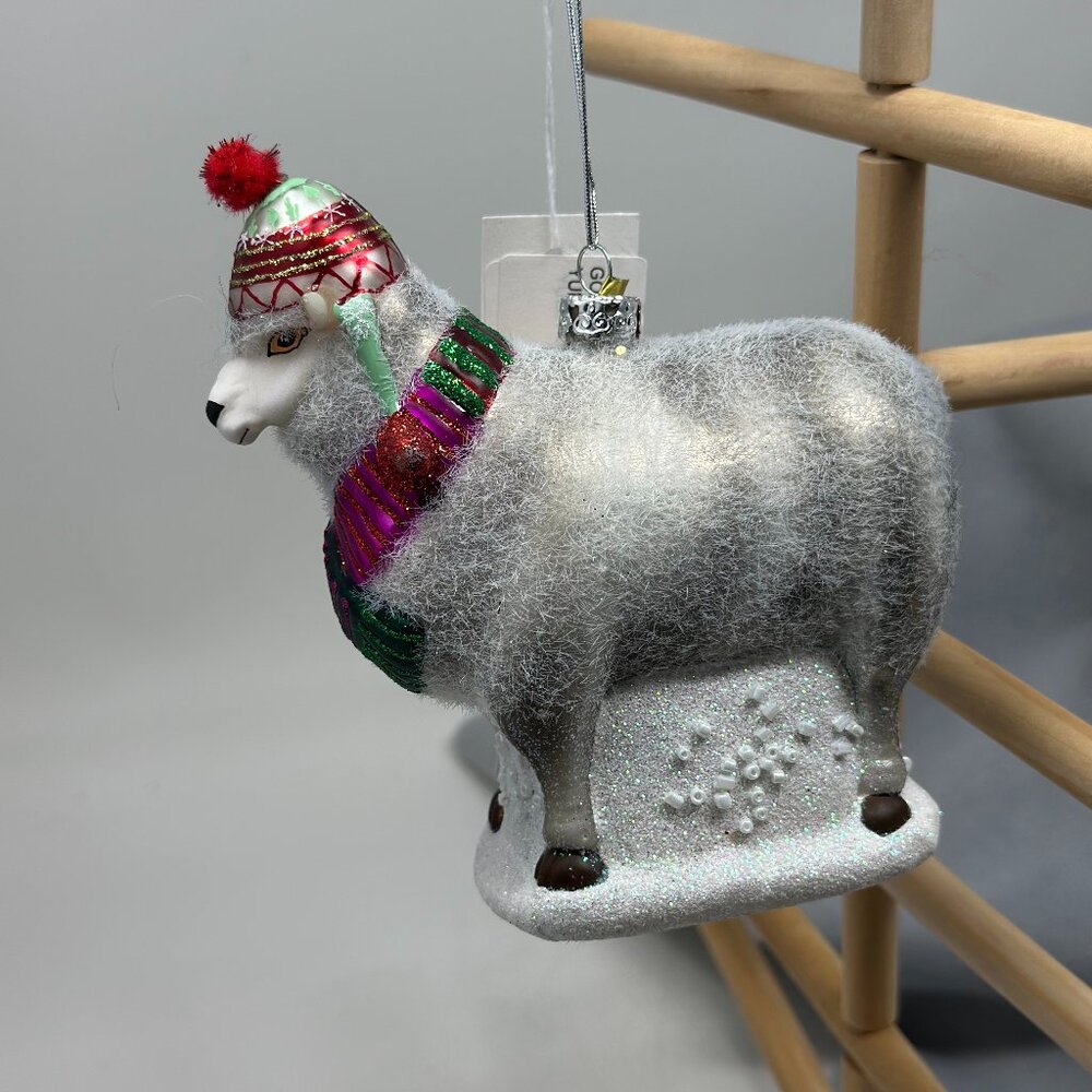 Yuletide Ewe Sheep Christmas Ornament – Flocked Finish – New With Tag